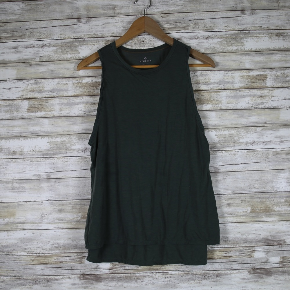 Athleta Green Olive Layered Tank Top sz Small